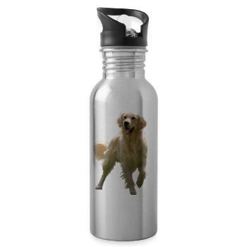 Golden Retriever - Trinkflasche mit integriertem Trinkhalm - Lightsilver - Rechts