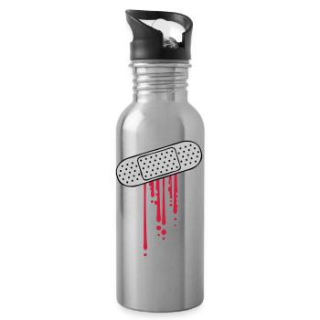 Blut Tropfen Pflaster - Trinkflasche mit integriertem Trinkhalm - Lightsilver - Rechts
