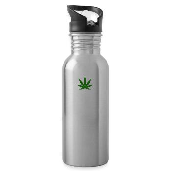 l’herbe me rend heureux cannabis marijuana - Gourde avec paille intégrée - argent clair - Droite