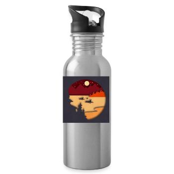Wale - Trinkflasche mit integriertem Trinkhalm - Lightsilver - Rechts