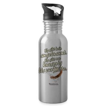 Grillen Spruch Angebrannt Knusprig - Trinkflasche mit integriertem Trinkhalm - Lightsilver - Rechts