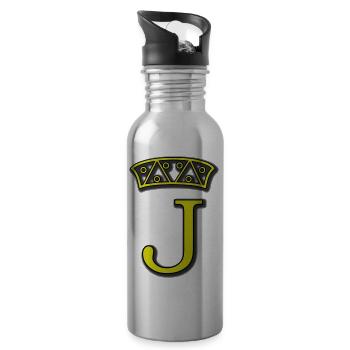 Poker Jack / Poker Bube - Trinkflasche mit integriertem Trinkhalm - Lightsilver - Rechts