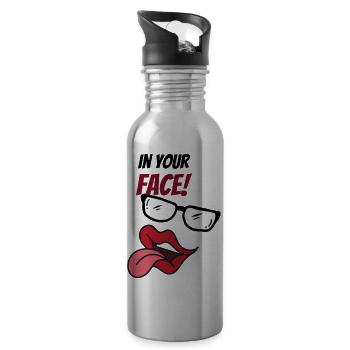 visage abstrait avec dicton - Gourde avec paille intégrée - argent clair - Droite