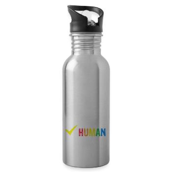 HUMAN Awesome Pride Identification T-Shirt rétro - Gourde avec paille intégrée - argent clair - Droite