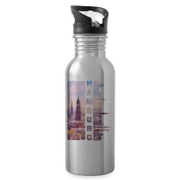 Hambourg Allemagne Ville Skyline Accueil Amour - Gourde avec paille intégrée - argent clair - Droite