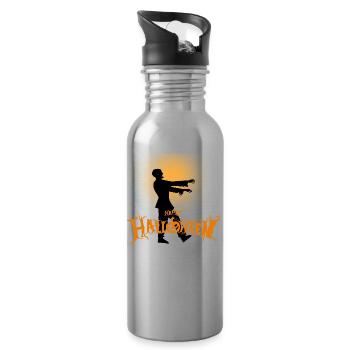 Halloween Creepy Cemetery Moon Witch Vampire - Water bottle with straw - silver - Right