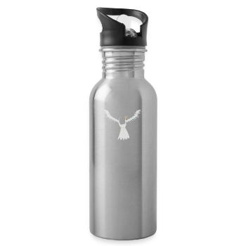 Ich bin kein früher Vogel eher erschöpfte Taube. - Trinkflasche mit integriertem Trinkhalm - Lightsilver - Rechts