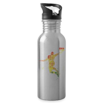 Basketball Basketballspieler Dunking Pixel Bunt - Trinkflasche mit integriertem Trinkhalm - Lightsilver - Rechts