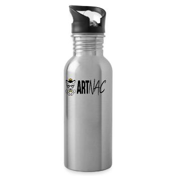 ARTNAC Logo Texte - Gourde avec paille intégrée - argent clair - Droite