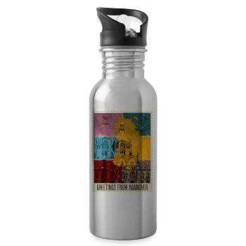 Hannover Deutschland Stadt Skyline Briefmarke - Trinkflasche mit integriertem Trinkhalm - Lightsilver - Rechts