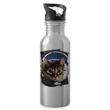 Space cat - Trinkflasche mit integriertem Trinkhalm - Lightsilver - Rechts