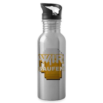 Wir Saufen Pixel Bier Motiv - Trinkflasche mit integriertem Trinkhalm - Lightsilver - Rechts