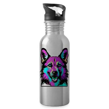 Happy dogs Happy dogs. German Shepherd - Water bottle with straw - silver - Right
