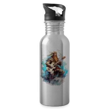 Viking Guitar Rocker Musician Guitarist - Water bottle with straw - silver - Right