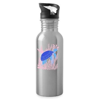 Underwater: turtle - Water bottle with straw - silver - Right