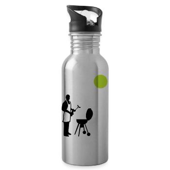 grillen sommer - Trinkflasche mit integriertem Trinkhalm - Lightsilver - Rechts
