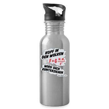 Kopf in den Wolken, ***** wird dich runterziehen. - Trinkflasche mit integriertem Trinkhalm - Lightsilver - Rechts
