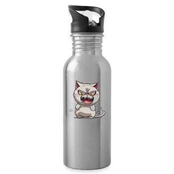 Chat fou - Gourde avec paille intégrée - argent clair - Droite