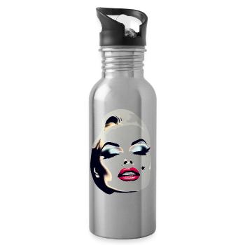 Portrait inspiré du Pop Art sur les vêtements - Gourde avec paille intégrée - argent clair - Droite