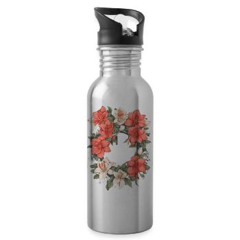 Signe de paix avec des fleurs - Gourde avec paille intégrée - argent clair - Droite