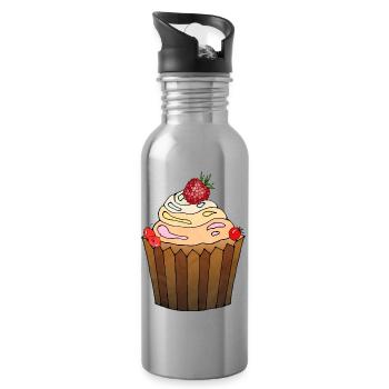 Kuchen - Trinkflasche mit integriertem Trinkhalm - Lightsilver - Rechts