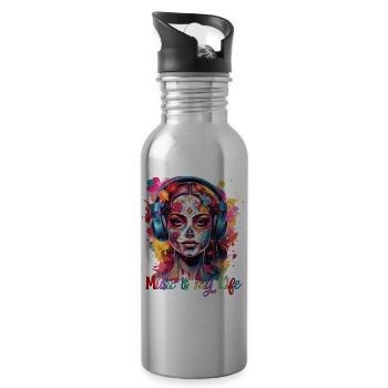 Music is my Life - Water bottle with straw - silver - Right