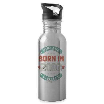 Vintage born in 2003 - Water bottle with straw - silver - Right