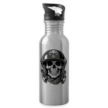 Totenkopf - Skelett - Totenkopf - Motorradhelm - Trinkflasche mit integriertem Trinkhalm - Lightsilver - Rechts