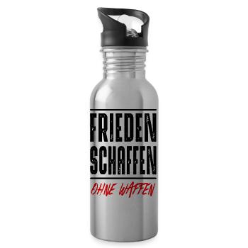 Frieden schaffen - Trinkflasche mit integriertem Trinkhalm - Lightsilver - Rechts