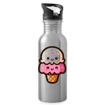 Zwei Messlöffel einfrieren - Trinkflasche mit integriertem Trinkhalm - Lightsilver - Rechts