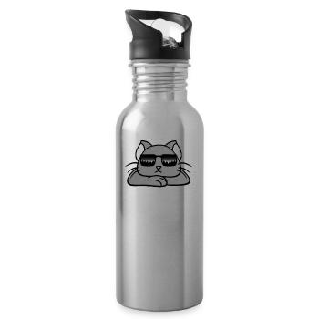 First We Steal Your Heart Then We Steal Your Bed - Water bottle with straw - silver - Right
