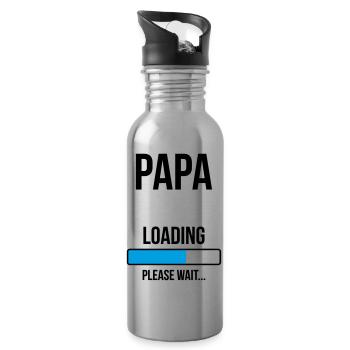 Futur Papa - à personnaliser - Gourde avec paille intégrée - argent clair - Droite