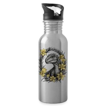 Trex Dinosaur Daffodils - Water bottle with straw - silver - Right
