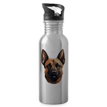 Belgian Malinois - Trinkflasche mit integriertem Trinkhalm - Lightsilver - Rechts
