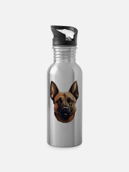 Belgian Malinois - Trinkflasche mit integriertem Trinkhalm - Lightsilver