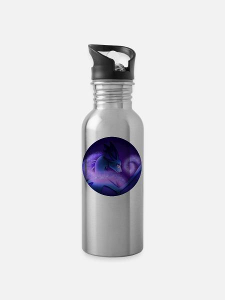 Sternenstaub-Drache - Trinkflasche mit integriertem Trinkhalm - Lightsilver