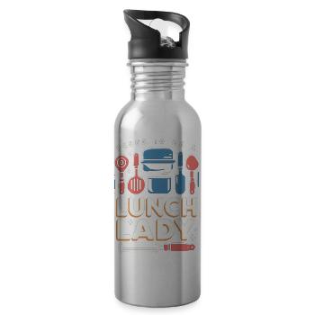 Stolz, eine Lunch-Lady zu sein - Trinkflasche mit integriertem Trinkhalm - Lightsilver - Rechts
