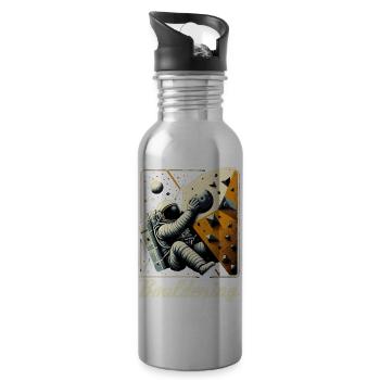 Bouldering Astronaut Spaceman Gift - Water bottle with straw - silver - Right