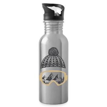 Pistenheld Skifahrer Snowboarder Winter - Trinkflasche mit integriertem Trinkhalm - Lightsilver - Rechts