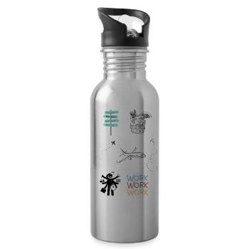 Arbeit vs. Urlaub - Trinkflasche mit integriertem Trinkhalm - Lightsilver - Rechts