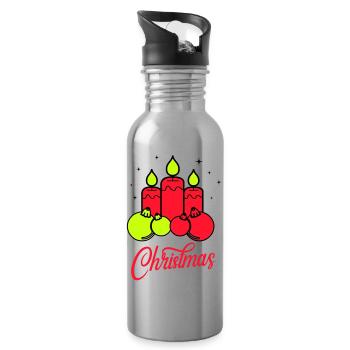 Kerzen Weihnachten Christmas - Trinkflasche mit integriertem Trinkhalm - Lightsilver - Rechts