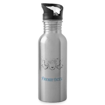 Monster mit freundlichen Gesichtern - Trinkflasche mit integriertem Trinkhalm - Lightsilver - Rechts