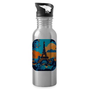 Eiffelturm – minimalistisch 🗼 - Trinkflasche mit integriertem Trinkhalm - Lightsilver - Rechts