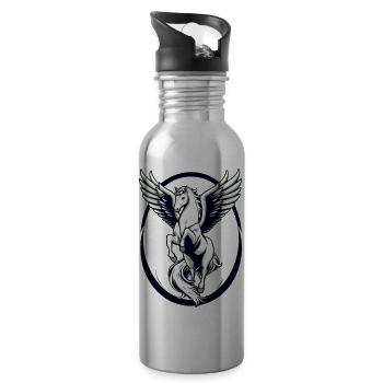 Cooles weißes Pegasus - Trinkflasche mit integriertem Trinkhalm - Lightsilver - Rechts
