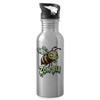 Zom-Bee - Bee as Zombie - Water bottle with straw - silver - Right