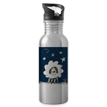 Gute Nacht Schaf - Trinkflasche mit integriertem Trinkhalm - Lightsilver - Rechts