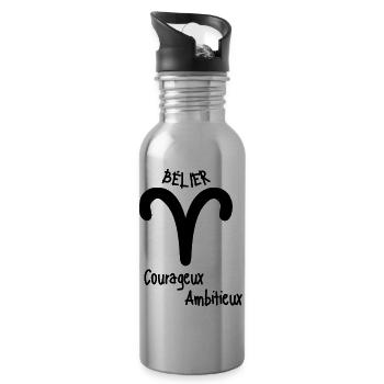 Cadeau pour bélier - Gourde avec paille intégrée - argent clair - Droite