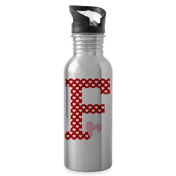 Buchstabe F Herz - Trinkflasche mit integriertem Trinkhalm - Lightsilver - Rechts