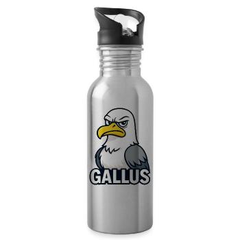 Illustration de mascotte d’aigle audacieux - Gourde avec paille intégrée - argent clair - Droite