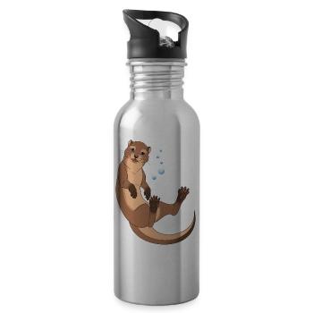 Otter - Water bottle with straw - silver - Right